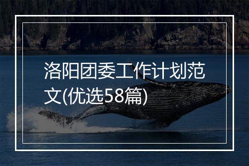 洛阳团委工作计划范文(优选58篇)