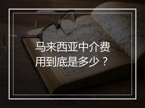 马来西亚中介费用到底是多少？