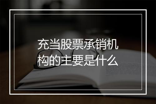 充当股票承销机构的主要是什么