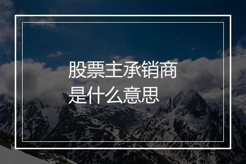 股票主承销商是什么意思