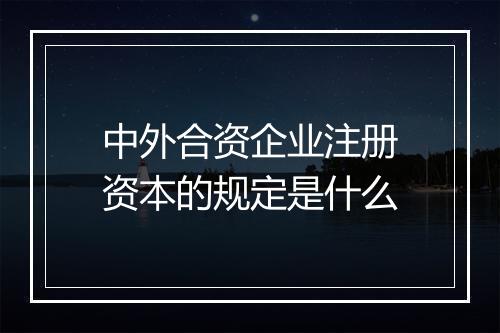 中外合资企业注册资本的规定是什么