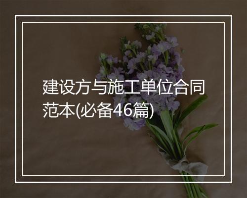 建设方与施工单位合同范本(必备46篇)