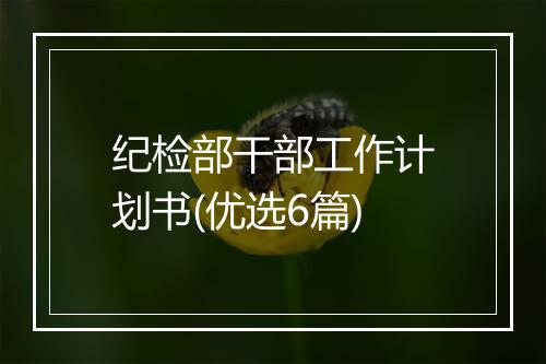 纪检部干部工作计划书(优选6篇)