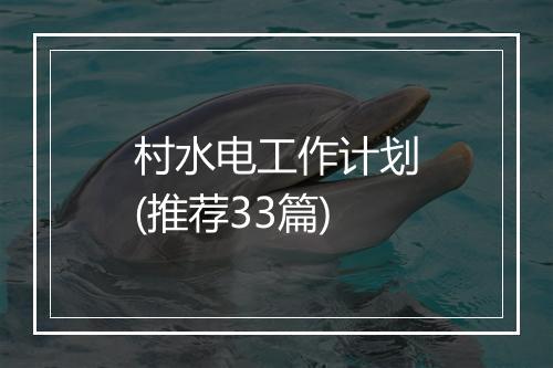 村水电工作计划(推荐33篇)