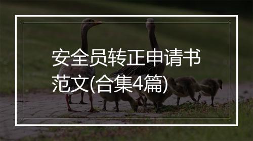 安全员转正申请书范文(合集4篇)