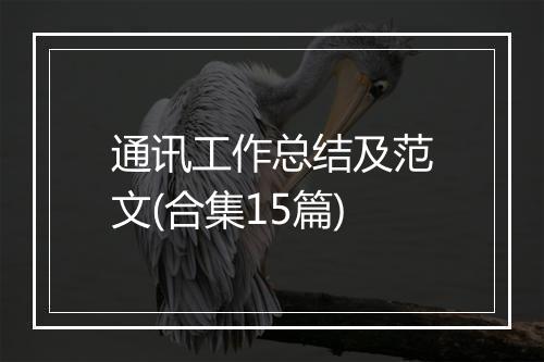 通讯工作总结及范文(合集15篇)
