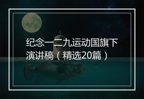 纪念一二九运动国旗下演讲稿（精选20篇）