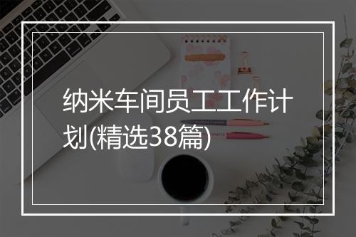 纳米车间员工工作计划(精选38篇)