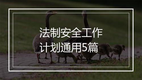 法制安全工作计划通用5篇