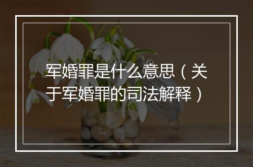 军婚罪是什么意思（关于军婚罪的司法解释）