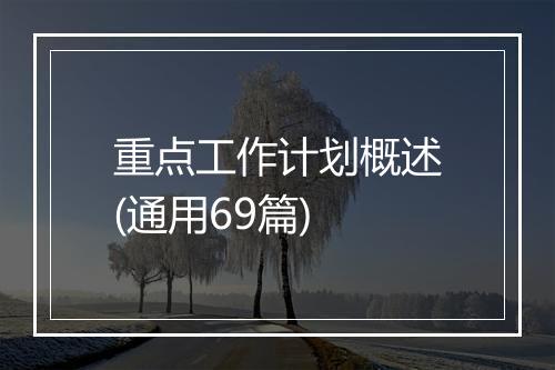 重点工作计划概述(通用69篇)