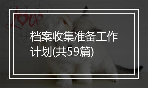 档案收集准备工作计划(共59篇)