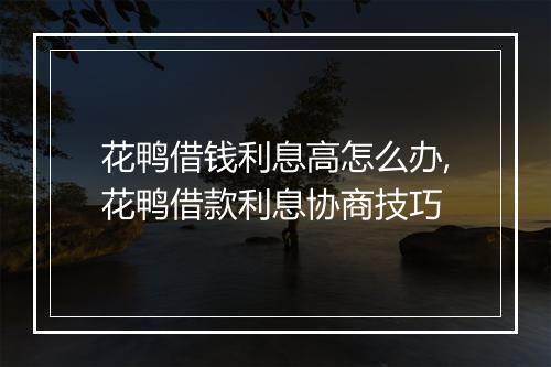 花鸭借钱利息高怎么办,花鸭借款利息协商技巧