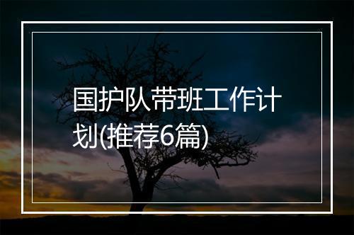 国护队带班工作计划(推荐6篇)