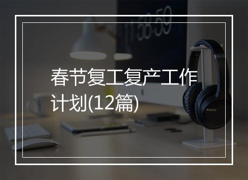 春节复工复产工作计划(12篇)