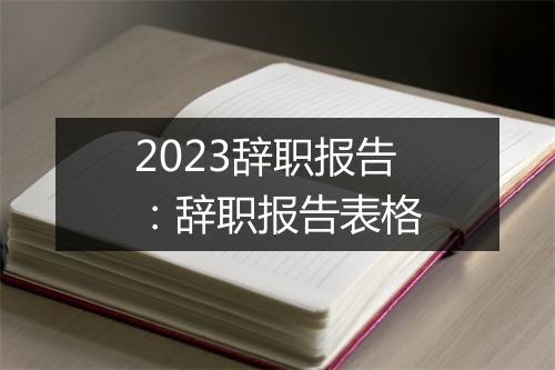 2023辞职报告：辞职报告表格