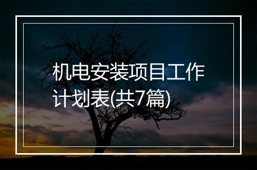 机电安装项目工作计划表(共7篇)
