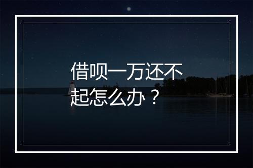 借呗一万还不起怎么办？
