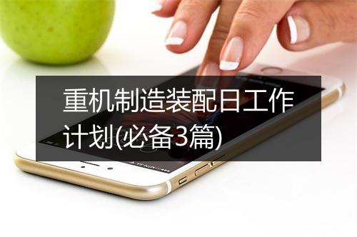重机制造装配日工作计划(必备3篇)