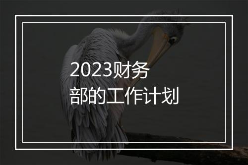 2023财务部的工作计划