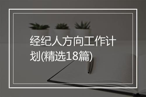 经纪人方向工作计划(精选18篇)