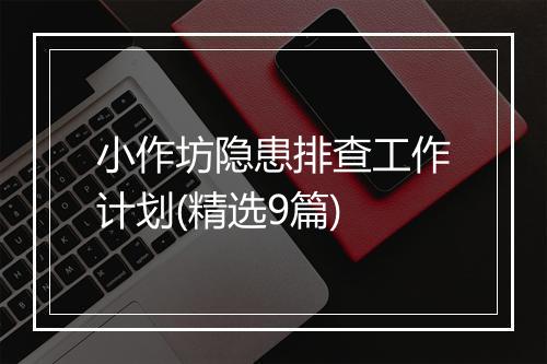 小作坊隐患排查工作计划(精选9篇)
