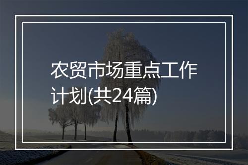 农贸市场重点工作计划(共24篇)