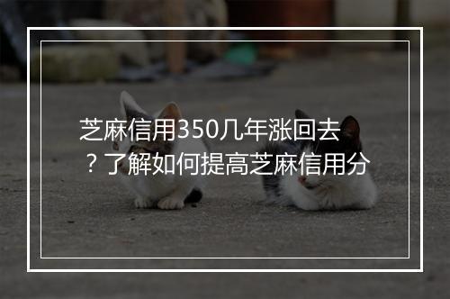 芝麻信用350几年涨回去？了解如何提高芝麻信用分