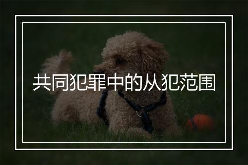 共同犯罪中的从犯范围