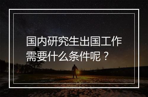 国内研究生出国工作需要什么条件呢？