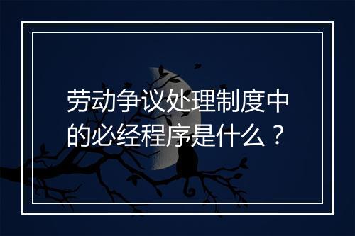 劳动争议处理制度中的必经程序是什么？