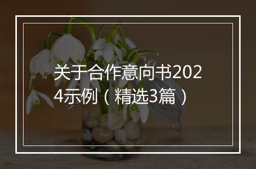 关于合作意向书2024示例（精选3篇）