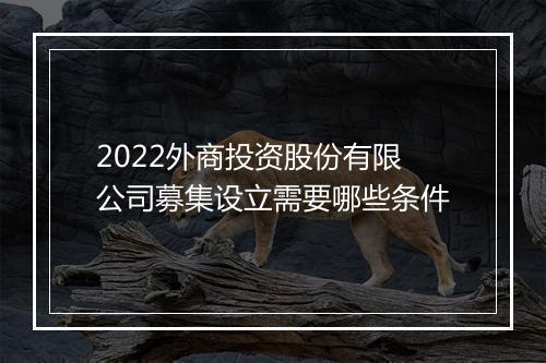 2022外商投资股份有限公司募集设立需要哪些条件