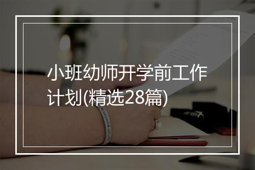 小班幼师开学前工作计划(精选28篇)