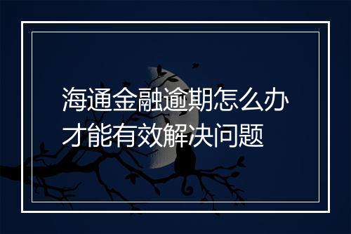 海通金融逾期怎么办才能有效解决问题