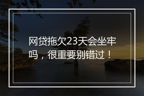 网贷拖欠23天会坐牢吗，很重要别错过！