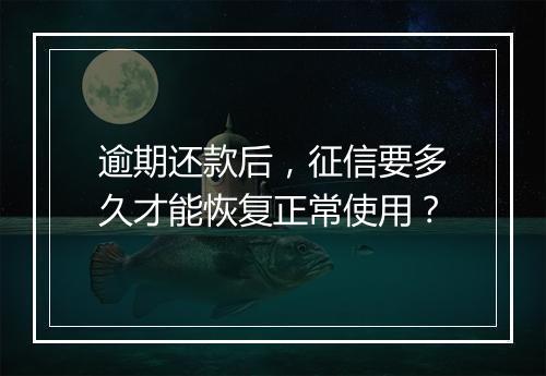 逾期还款后，征信要多久才能恢复正常使用？