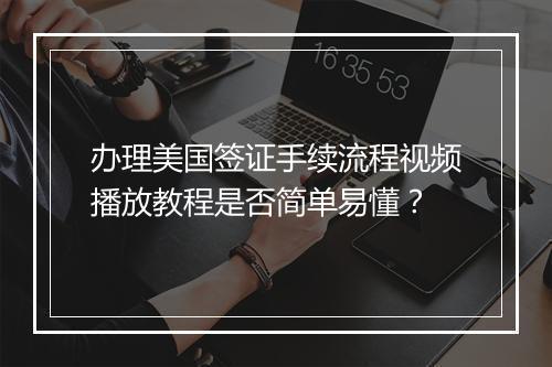 办理美国签证手续流程视频播放教程是否简单易懂？