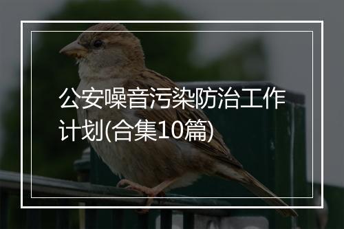 公安噪音污染防治工作计划(合集10篇)