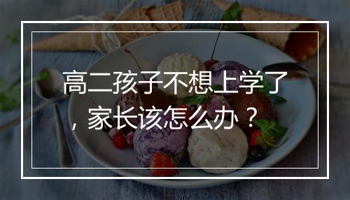 高二孩子不想上学了，家长该怎么办？