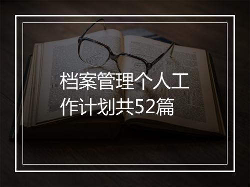档案管理个人工作计划共52篇