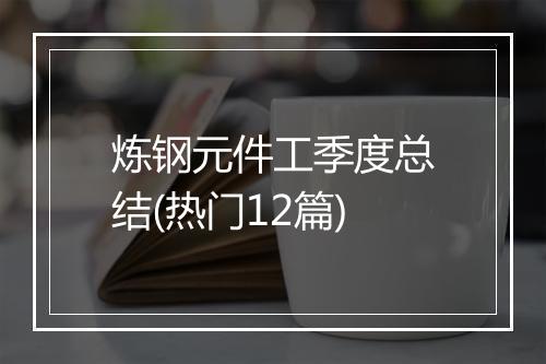 炼钢元件工季度总结(热门12篇)