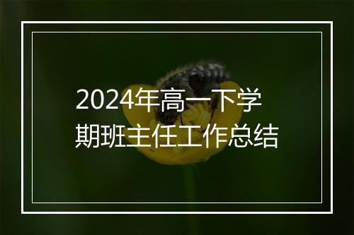 2024年高一下学期班主任工作总结