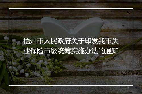 梧州市人民政府关于印发我市失业保险市级统筹实施办法的通知