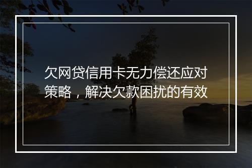 欠网贷信用卡无力偿还应对策略，解决欠款困扰的有效