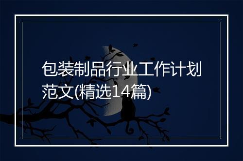 包装制品行业工作计划范文(精选14篇)