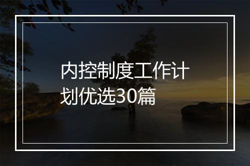 内控制度工作计划优选30篇