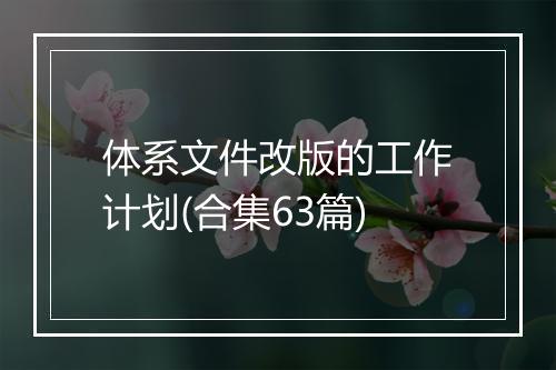 体系文件改版的工作计划(合集63篇)