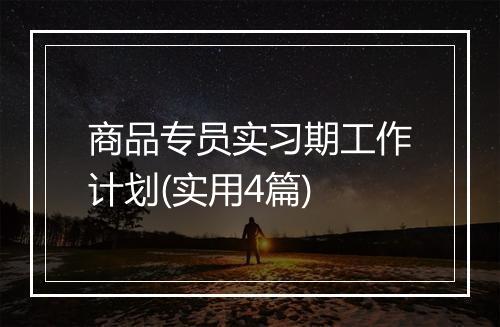 商品专员实习期工作计划(实用4篇)