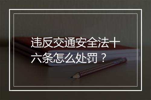 违反交通安全法十六条怎么处罚？